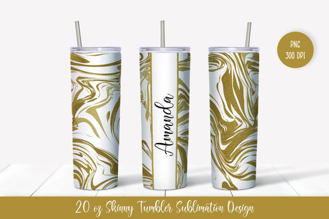 20oz Skinny Tumbler Sublimation Design. Gold Marble v.6 Sublimation Vera Fedorova 