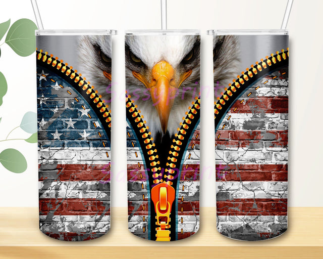20oz Skinny Tumbler Sublimation Designs American Flag Eagle for Straight Tapered Tumbler PNG File Digital Download Sublimation sassyprint 
