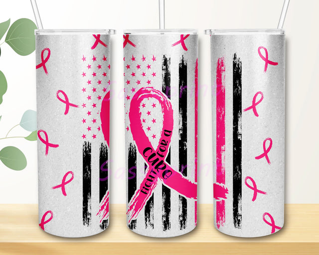 20oz Skinny Tumbler Sublimation Designs Breast Cancer Awareness Glitter Pink Tumbler for Straight/Tapered Tumbler Design Sublimation sassyprint 