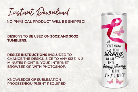 20oz Skinny Tumbler Sublimation Designs Breast Cancer Awareness Ribbon Motivational Tumbler for Straight/Tapered Tumbler Design - PNG Sublimation TumblersByPhill 