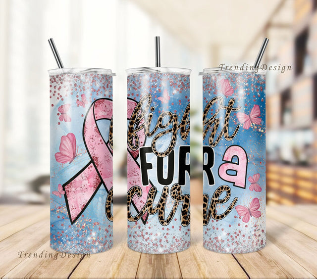 20oz Skinny Tumbler Sublimation Designs Fight For a Cancer Indigo Glitter PNG Files Instant Download Sublimation TrendingDesign 