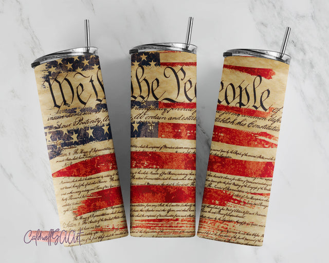20oz Skinny Tumbler Sublimation Designs Patriotic American We The People Constitution for Straight/Tapered Tumbler PNG File Digital Download Sublimation CaldwellArt 
