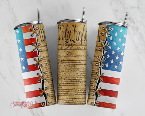 20oz Skinny Tumbler Sublimation Designs Patriotic American We The People Constitution for Straight/Tapered Tumbler PNG File Digital Download Sublimation CaldwellArt 