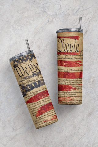 20oz Skinny Tumbler Sublimation Designs Patriotic American We The People Constitution for Straight/Tapered Tumbler PNG File Digital Download Sublimation CaldwellArt 