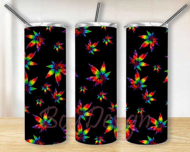 20oz Skinny Tumbler Sublimation Designs Rainbow Weed Tumbler for Straight Tapered Tumbler Design Sublimation BouDesign 