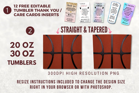 20oz Skinny Tumbler Sublimation Designs Seamless Basketball for Straight/Tapered Tumbler Design - PNG Sublimation TumblersByPhill 