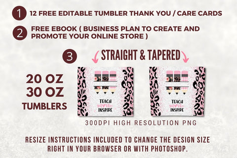 20oz Skinny Tumbler Sublimation Designs Teacher Leopard, Teacher Life Tumbler Design for Straight & Tapered Tumblers - PNG Sublimation TumblersByPhill 