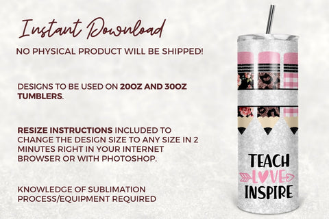 20oz Skinny Tumbler Sublimation Designs Teacher Leopard, Teacher Life Tumbler Design for Straight & Tapered Tumblers - PNG Sublimation TumblersByPhill 