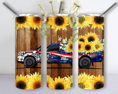 20oz Skinny Tumbler Sublimation Designs Vintage American Truck Sunflower Tumbler for Straight Tapered Tumbler PNG File Digital Download Sublimation PixelChick 