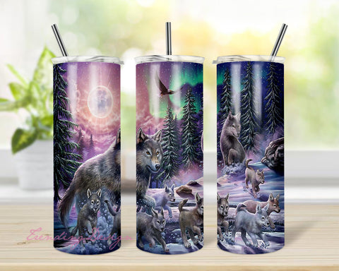 20oz Skinny Tumbler Sublimation Designs Wolf Tumbler for Straight/Tapered Tumbler PNG File Digital Download Sublimation TrendingDesign 