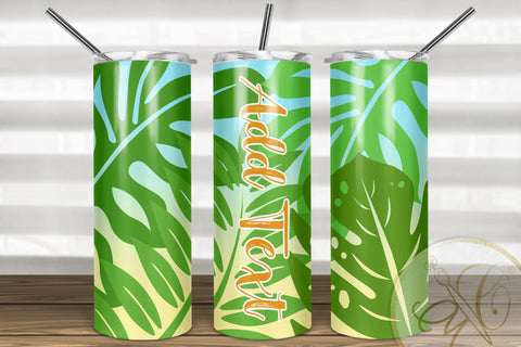 20oz Skinny Tumbler Sublimation Pattern Tropical Greenery Sublimation Marlene Campos 