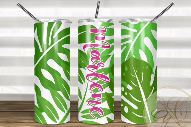 20oz Skinny Tumbler Sublimation Pattern Tropical Leaves Sublimation Marlene Campos 