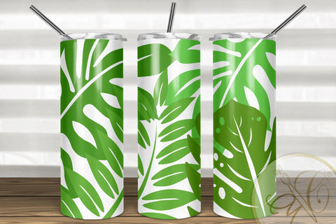 20oz Skinny Tumbler Sublimation Pattern Tropical Leaves Sublimation Marlene Campos 