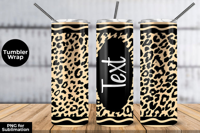 20oz Skinny Tumbler Sublimation Wrap Beige Leopard Crayon Design Sublimation Sublimatiz Designs 