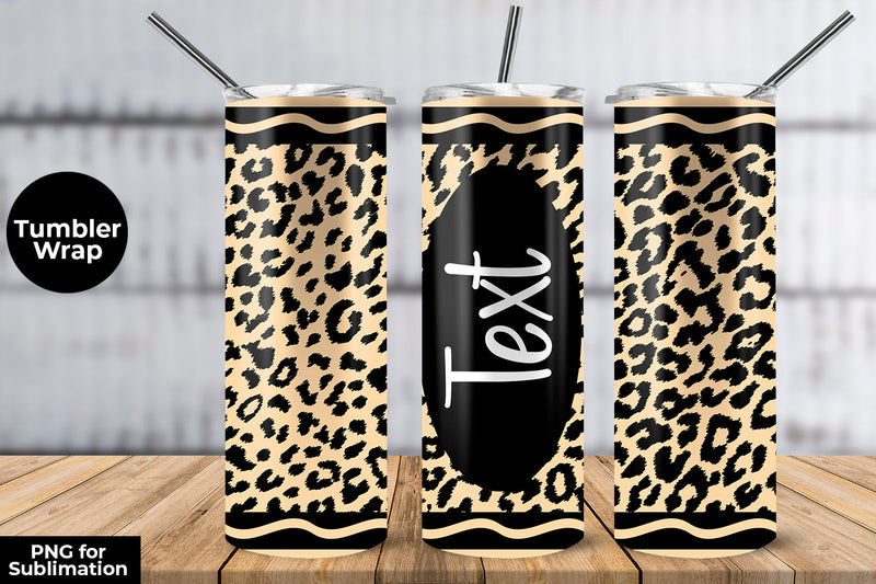 20oz Skinny Tumbler Sublimation Wrap Beige Leopard Crayon Design Sublimation Sublimatiz Designs 