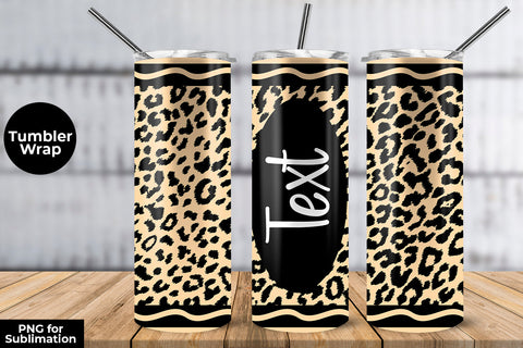 20oz Skinny Tumbler Sublimation Wrap Beige Leopard Crayon Design Sublimation Sublimatiz Designs 