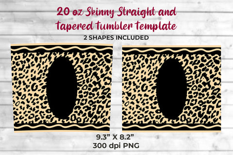 20oz Skinny Tumbler Sublimation Wrap Beige Leopard Crayon Design Sublimation Sublimatiz Designs 