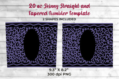 20oz Skinny Tumbler Sublimation Wrap Dark Blue Light Leopard Crayon Design Sublimation Sublimatiz Designs 