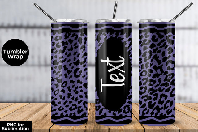 20oz Skinny Tumbler Sublimation Wrap Dark Blue Light Leopard Crayon Design Sublimation Sublimatiz Designs 