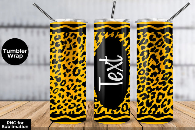 20oz Skinny Tumbler Sublimation Wrap Dark Yellow Leopard Crayon Design Sublimation Sublimatiz Designs 