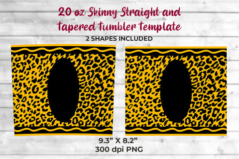 20oz Skinny Tumbler Sublimation Wrap Dark Yellow Leopard Crayon Design Sublimation Sublimatiz Designs 