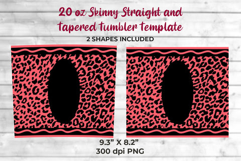 20oz Skinny Tumbler Sublimation Wrap Fluorecent Coral Red Leopard Crayon Design Sublimation Sublimatiz Designs 