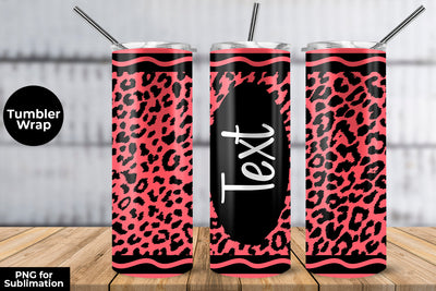20oz Skinny Tumbler Sublimation Wrap Fluorecent Coral Red Leopard Crayon Design Sublimation Sublimatiz Designs 