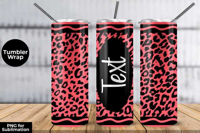 20oz Skinny Tumbler Sublimation Wrap Fluorecent Coral Red Leopard Crayon Design Sublimation Sublimatiz Designs 