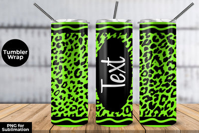 20oz Skinny Tumbler Sublimation Wrap Fluorecent Green Leopard Crayon Design Sublimation Sublimatiz Designs 