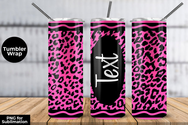 20oz Skinny Tumbler Sublimation Wrap Fluorecent Pink Leopard Crayon Design Sublimation Sublimatiz Designs 