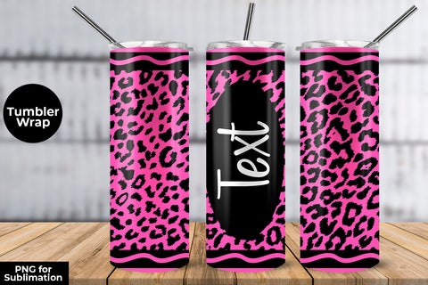 20oz Skinny Tumbler Sublimation Wrap Fluorecent Pink Leopard Crayon Design Sublimation Sublimatiz Designs 