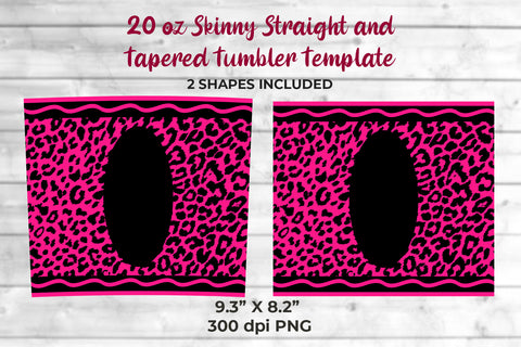 20oz Skinny Tumbler Sublimation Wrap Fluorecent Rose Leopard Crayon Design Sublimation Sublimatiz Designs 