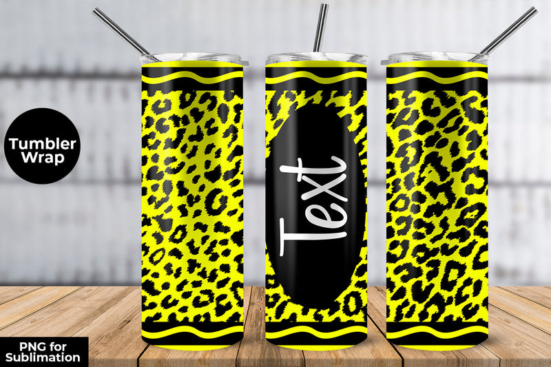 20oz Skinny Tumbler Sublimation Wrap Fluorecent Yellow Leopard Crayon Design Sublimation Sublimatiz Designs 