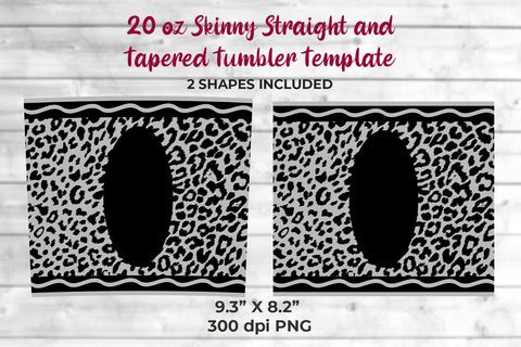 20oz Skinny Tumbler Sublimation Wrap Gray Leopard Crayon Design Sublimation Sublimatiz Designs 