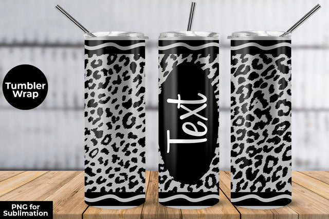 20oz Skinny Tumbler Sublimation Wrap Gray Leopard Crayon Design Sublimation Sublimatiz Designs 