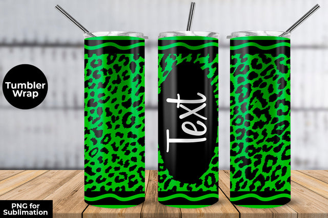 20oz Skinny Tumbler Sublimation Wrap Green Leopard Crayon Design Sublimation Sublimatiz Designs 
