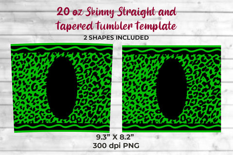 20oz Skinny Tumbler Sublimation Wrap Green Leopard Crayon Design Sublimation Sublimatiz Designs 