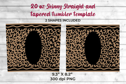 20oz Skinny Tumbler Sublimation Wrap Leopard Crayon Design Sublimation Sublimatiz Designs 