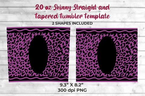 20oz Skinny Tumbler Sublimation Wrap Light Violet Leopard Crayon Design Sublimation Sublimatiz Designs 