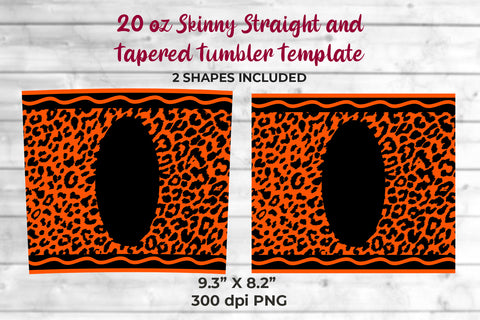 20oz Skinny Tumbler Sublimation Wrap Orange Leopard Crayon Design Sublimation Sublimatiz Designs 
