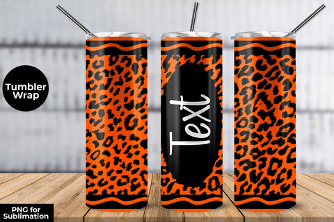 20oz Skinny Tumbler Sublimation Wrap Orange Leopard Crayon Design Sublimation Sublimatiz Designs 