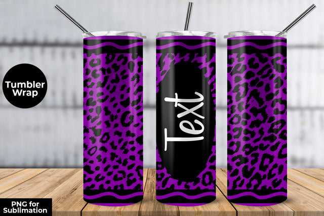 20oz Skinny Tumbler Sublimation Wrap Purple Leopard Crayon Design Sublimation Sublimatiz Designs 