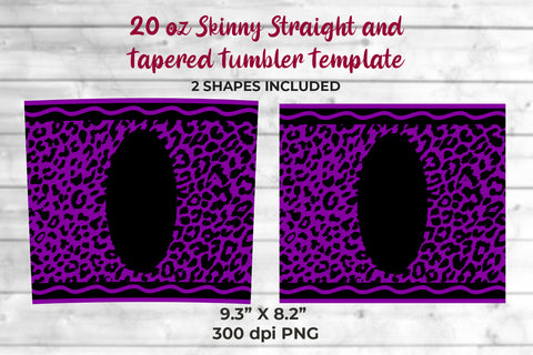 20oz Skinny Tumbler Sublimation Wrap Purple Leopard Crayon Design Sublimation Sublimatiz Designs 