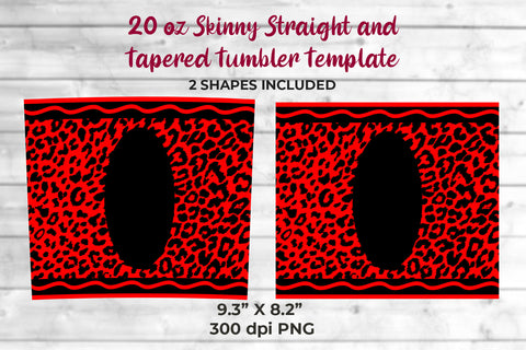 20oz Skinny Tumbler Sublimation Wrap Red Leopard Crayon Design Sublimation Sublimatiz Designs 