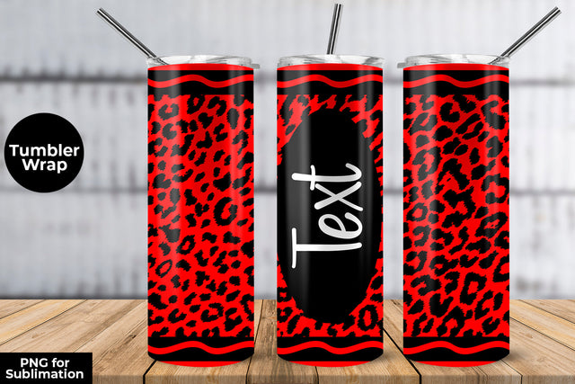 20oz Skinny Tumbler Sublimation Wrap Red Leopard Crayon Design Sublimation Sublimatiz Designs 
