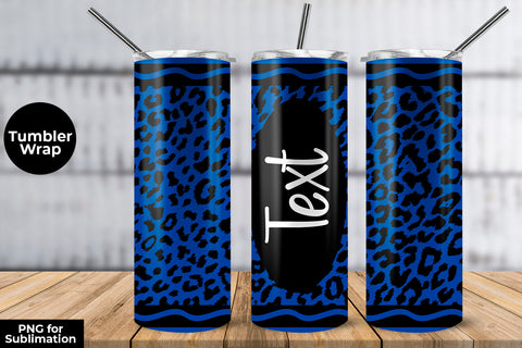 20oz Skinny Tumbler Sublimation Wrap Royal Blue Leopard Crayon Design Sublimation Sublimatiz Designs 