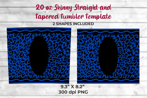 20oz Skinny Tumbler Sublimation Wrap Royal Blue Leopard Crayon Design Sublimation Sublimatiz Designs 