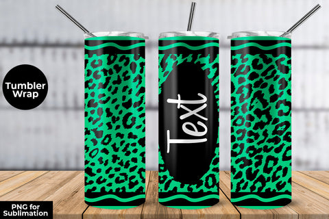 20oz Skinny Tumbler Sublimation Wrap Turquoise Green Light Leopard Crayon Design Sublimation Sublimatiz Designs 