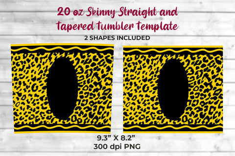 20oz Skinny Tumbler Sublimation Wrap Yellow Leopard Crayon Design Sublimation Sublimatiz Designs 