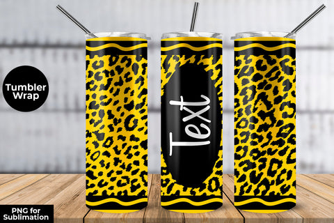 20oz Skinny Tumbler Sublimation Wrap Yellow Leopard Crayon Design Sublimation Sublimatiz Designs 